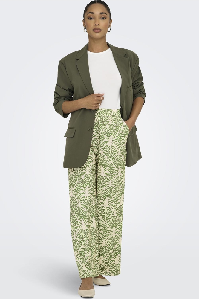 JDYTROYA LIFE MW WIDE PANT DIA 15339132 KALE/02-25-07 TAPIOCA PALM TREE